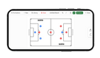 Digital tactic board on a phone in landscape, with two teams set in a formation