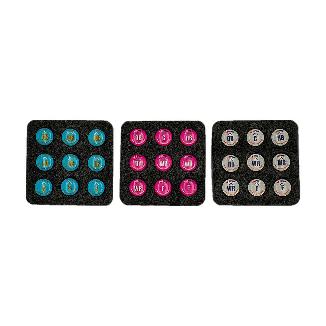 Flag Football Magnets - .56" Position-Labeled Sets of 9