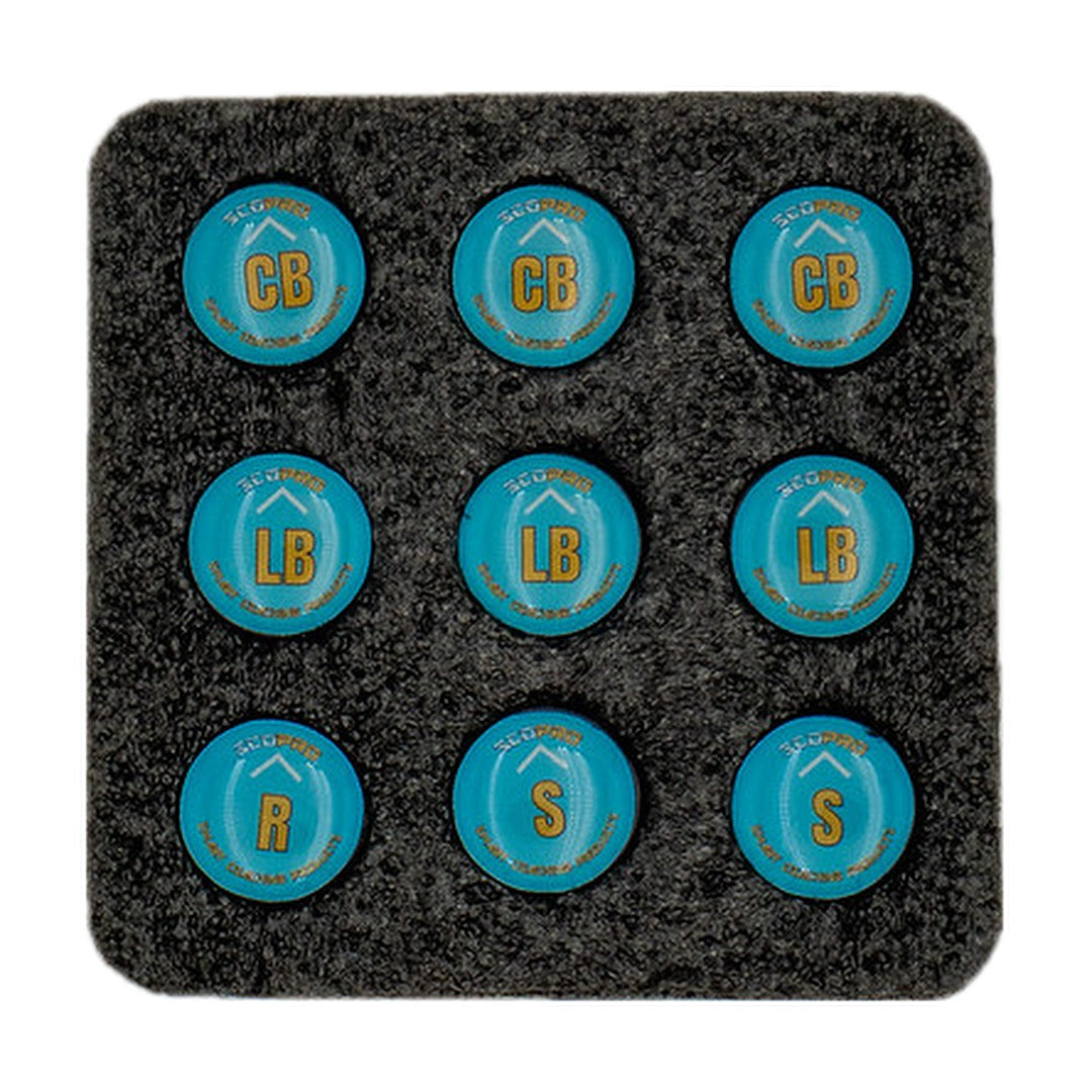 Flag Football Magnets - .56" Position-Labeled Sets of 9