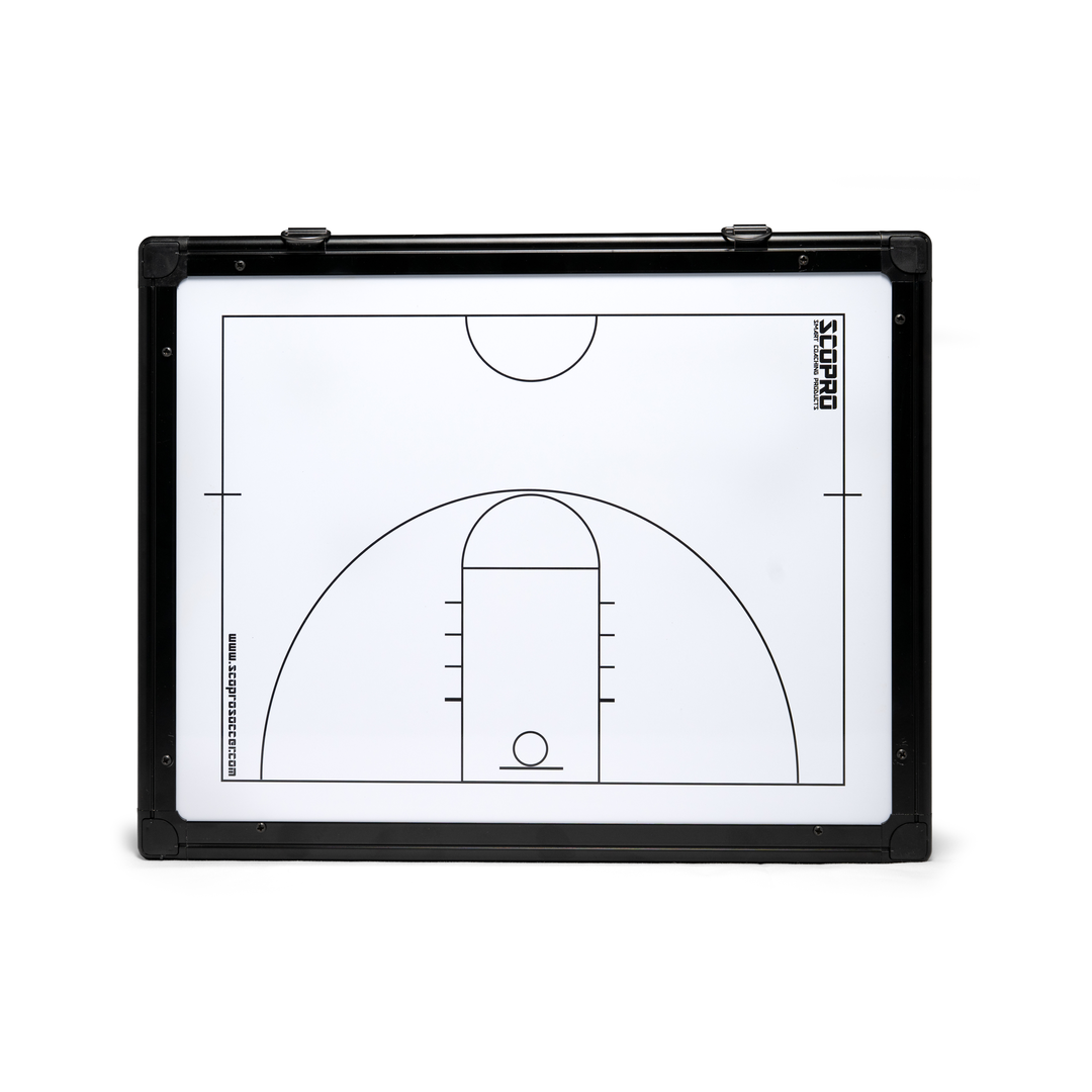 Scopro basketball tactical board, half court side, magnetic dry-erase surface