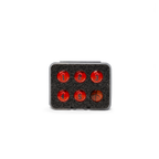 Red .56 inch basketball board magnets by Scopro, numbered 1 to 5 plus ball