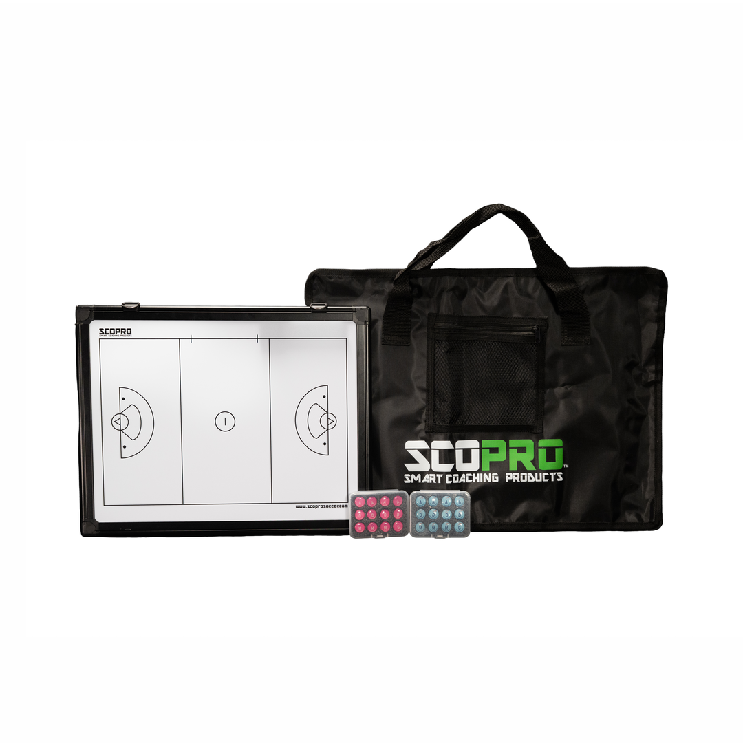 Scopro Women's Lacrosse Bundle: dual-sided board, full field side, with carry bag and two magnet sets, pink and light blue