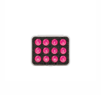 Pink women's lacrosse magnet set, 12 magnets: 4 Attack, 3 Midfield, 4 Defense, 1 Goalie, in hard case